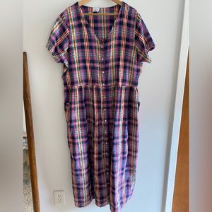 Vintage Pearl Snap Button Down Plaid Dress